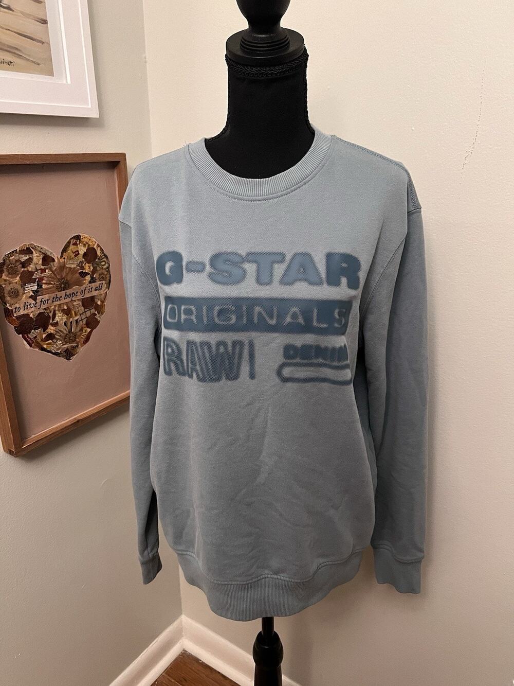 G Star Raw Originals Light Blue Graphic Sweatshirt M Men Sustainable Materials